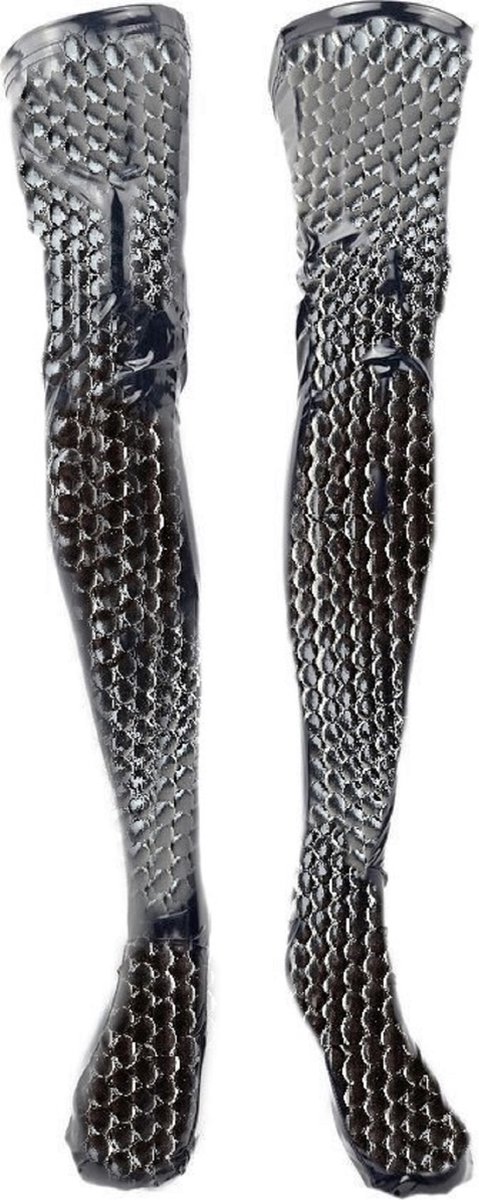 Goedkoopste BamBella® - Dikke stof hoge Kousen - Maat L/XL - Zwart - Sexy reptiel look Kniekousen van Super Glans Fetish kleding bdsm Dames sokken