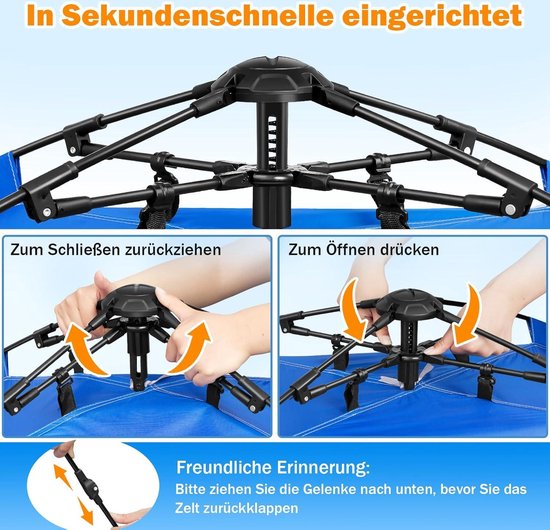 Automatische Strandtent met Ritssluiting en UV-bescherming 50+ - Windbescherming - Strandtent voor 3-4 Personen van Lutanu — afbeelding 3