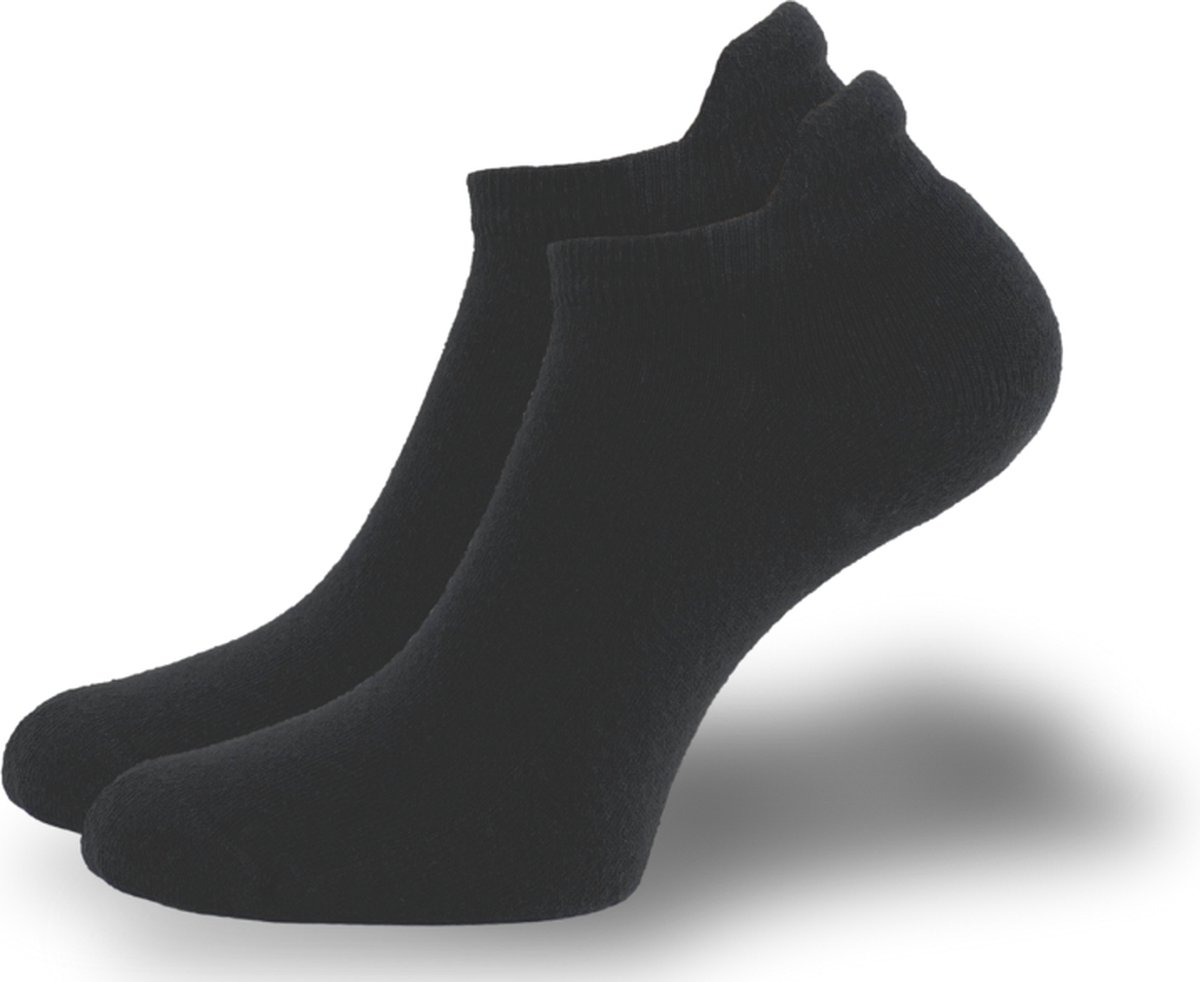 SQOTTON® Badstof Sneakersokken met lipje - Naadloos - Zwart - Maat 47-50