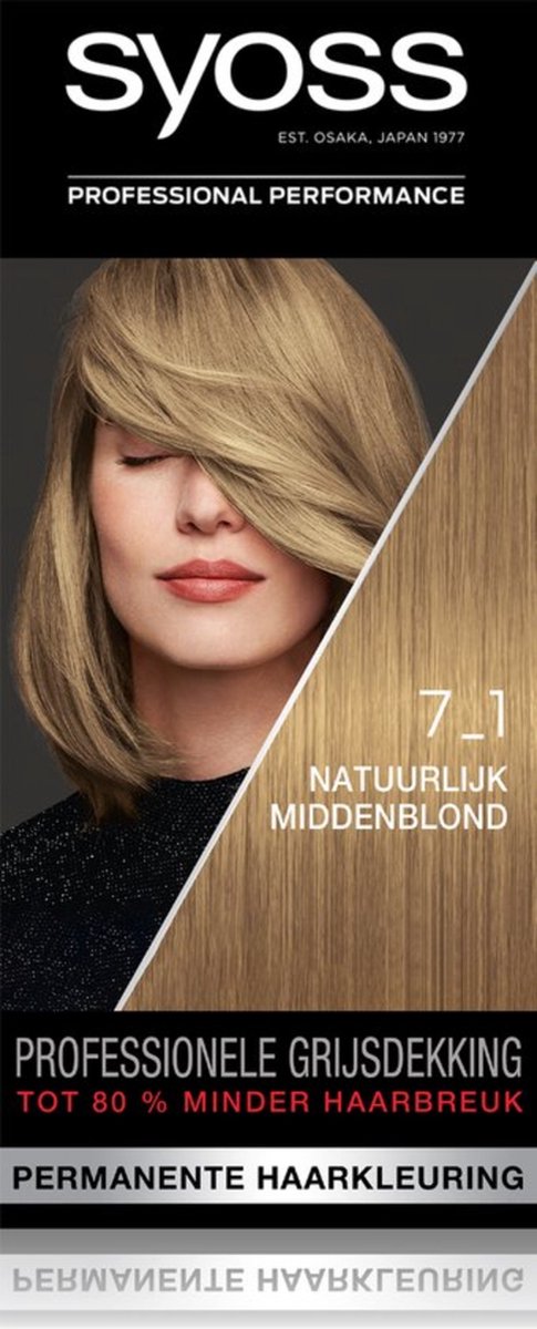 SYOSS Baseline 7-1 Natuurlijk Middenblond Permanente Haarverf Haarkleuring 6 stuks