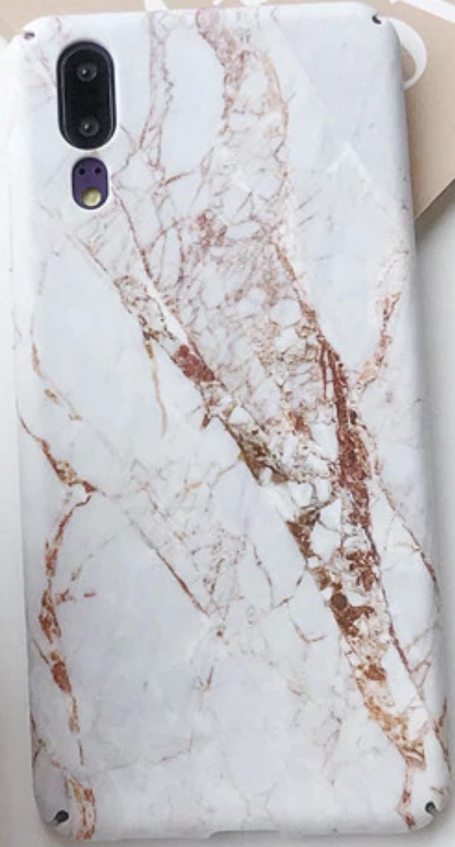 Luxe marmer graniet case voor Huawei P20 Lite - wit - goud - bronze hoesje - hard back cover