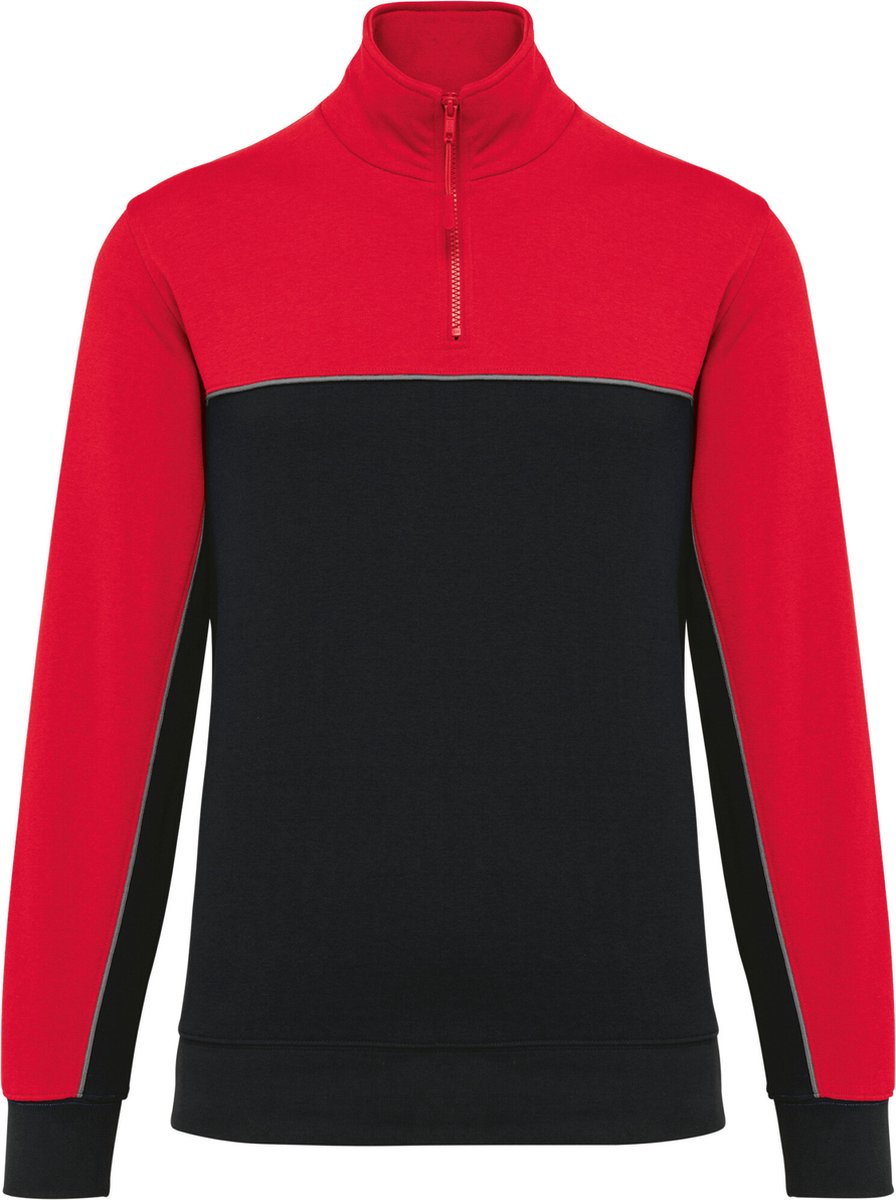 WK. Designed To Work Ecologische uniseks sweater met ritskraag WK404 - BLACK / RED - S