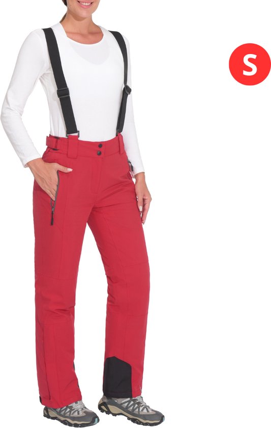 Foto: Nivard skibroek skipak snowboard broek winterbroek sneeuwbroek dames wintersport bretels rood maat s