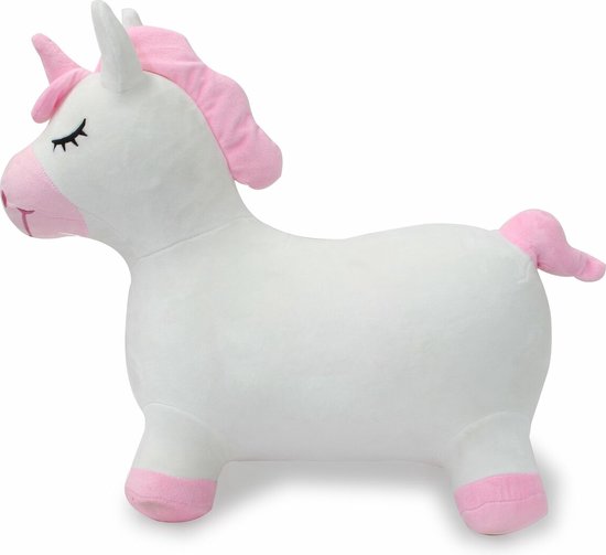 Jamara Skippybal - 466002 Skippydier Eenhoorn Wit Roze Pluche Junior met Pomp