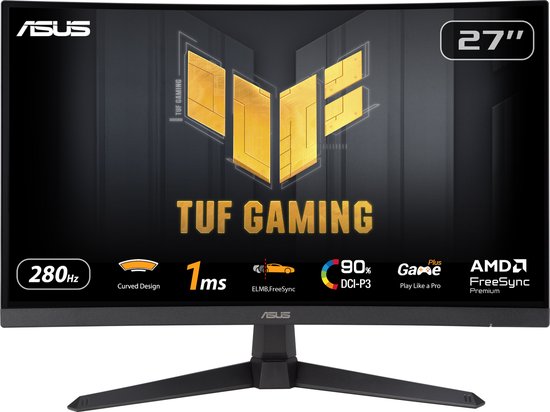 ASUS TUF Gaming VG27VQM1B - FHD Curved Gaming Monitor - 280Hz - FreeSync Premium - 27 Inch