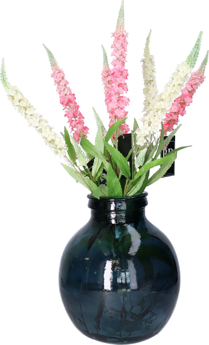 Natural Living Bloemenvaas Lourdes - grijs transparant - gerecycled glas - 25 x 30 cm - Ronde bol vorm vazen