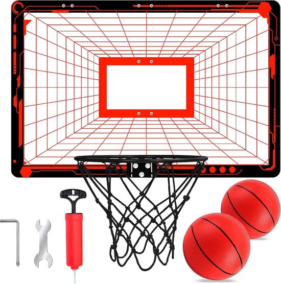 NUKied Kinderbasketbalkorset, 4-in-1 in 1 in hoogte verstelbare basketbalstandaard en voetbaldoel, golfspel, ringworp, basketbalkorf voor kinderen voor jongens en meisjes, geschikt voor binnen en buiten