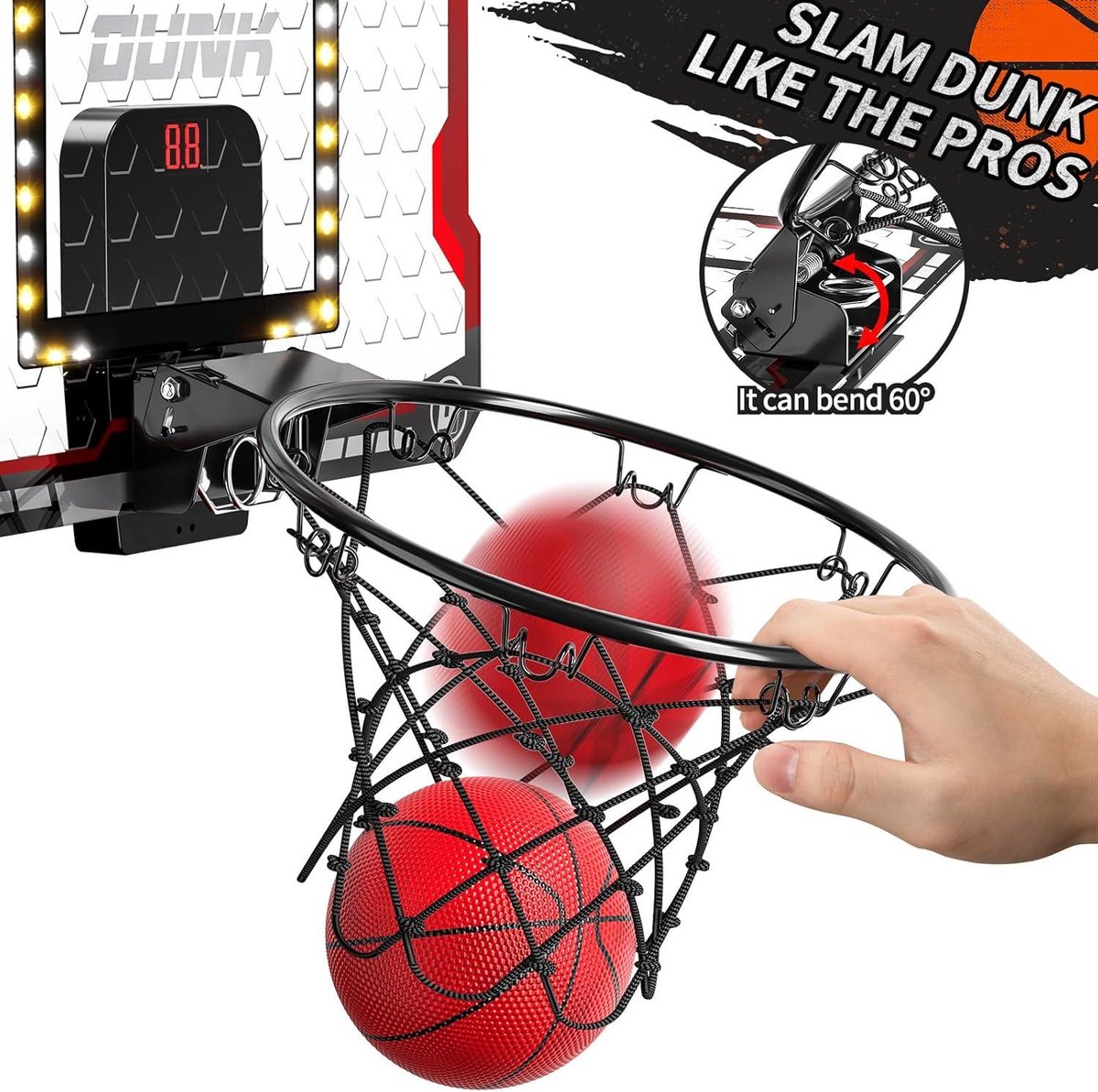 Panier De Basket Miniature Pour Porte - Avec 4 Ballons, 2 Filets, Tableau De Score, Backboard Et Pompe - Jouet Enfant Intérieur