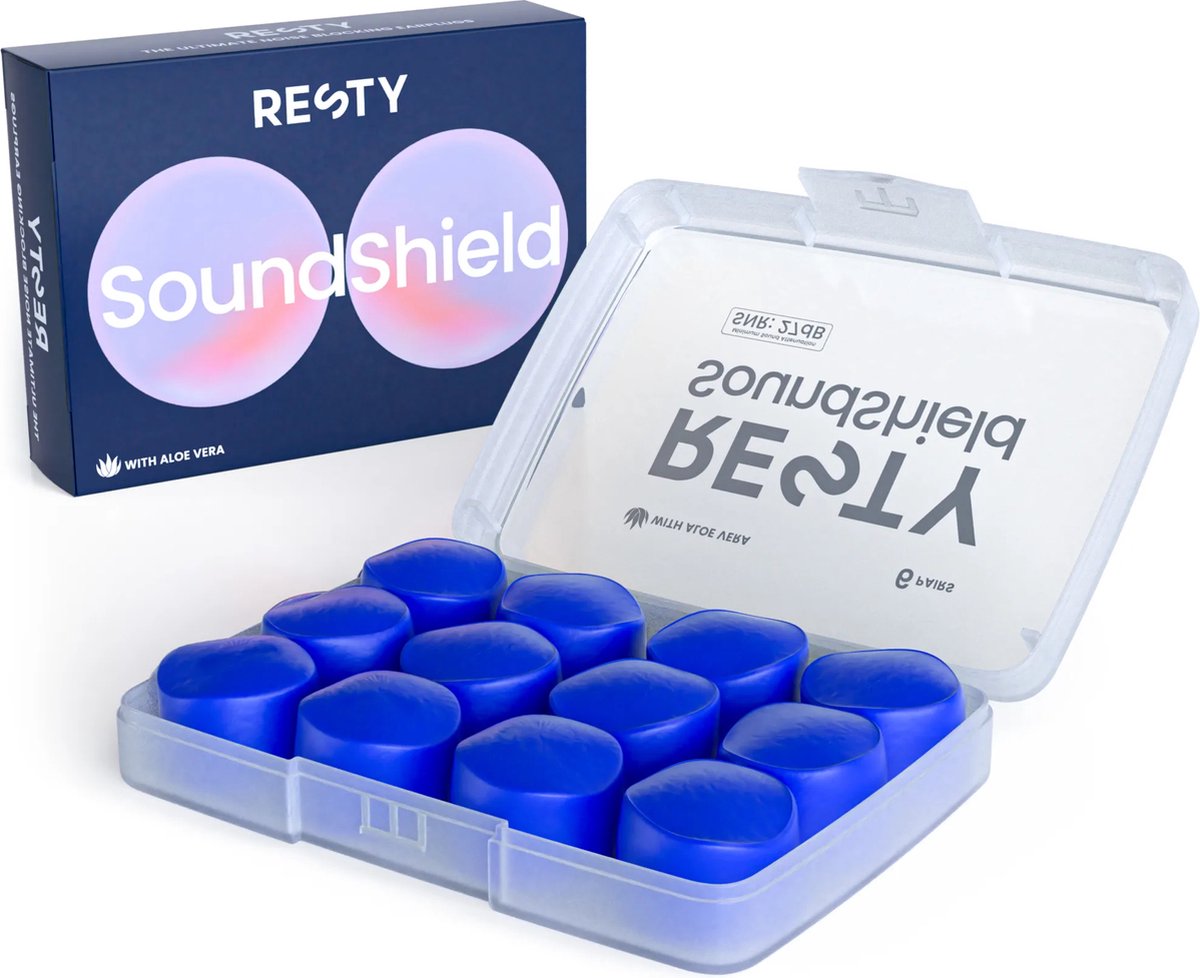 Goedkoopste Resty Soundshield Siliconen Oordopjes - 12x Oordoppen voor Slapen, Zwemmen & Concentratie - Maximale Geluidsdemping (27dB) - Comfortabele Slaap Oordopjes - One Size Fits All - Anti-Snurk - Perfect voor Zijslapers & Reizen - Premium Slaapoordoppen