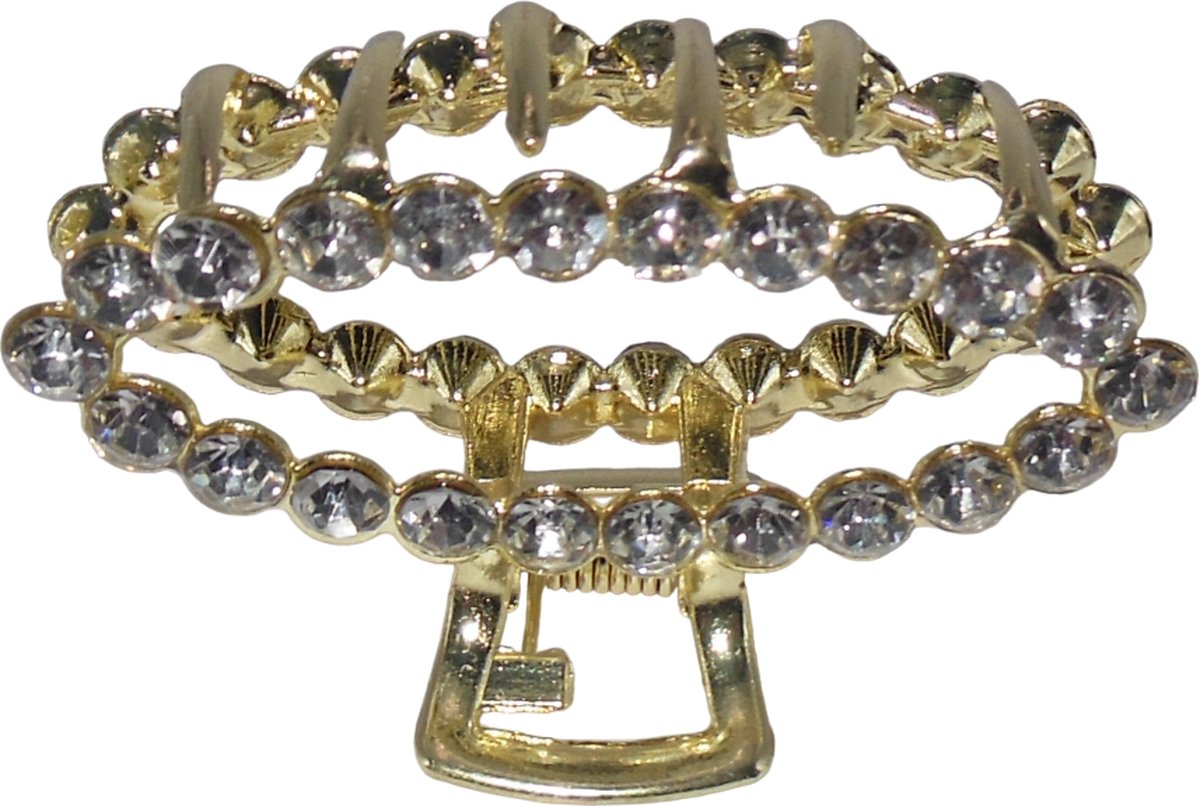 Haarklem met strass ovaal-vorm goudkleur