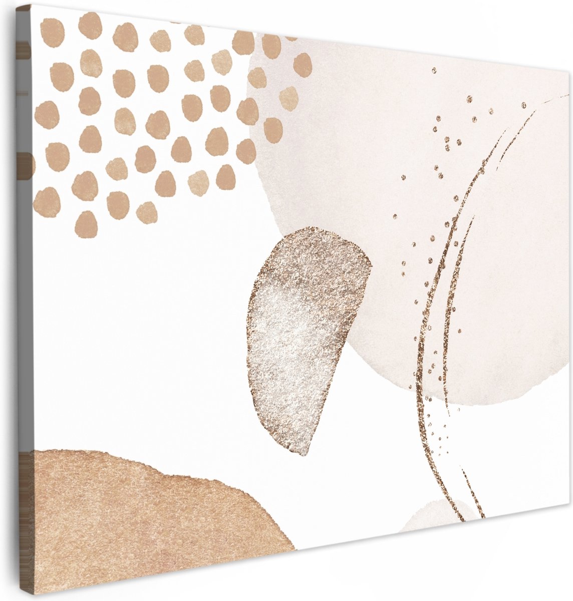 Canvas schilderij 40x30 cm - Wanddecoratie badkamer Watercolor - Pastel - Beige - Abstract