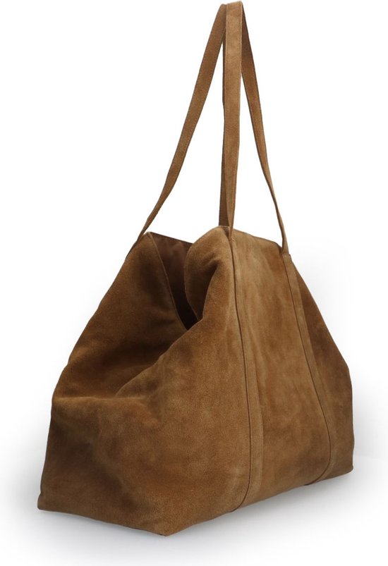 Manfield Cognac suede shopper bol