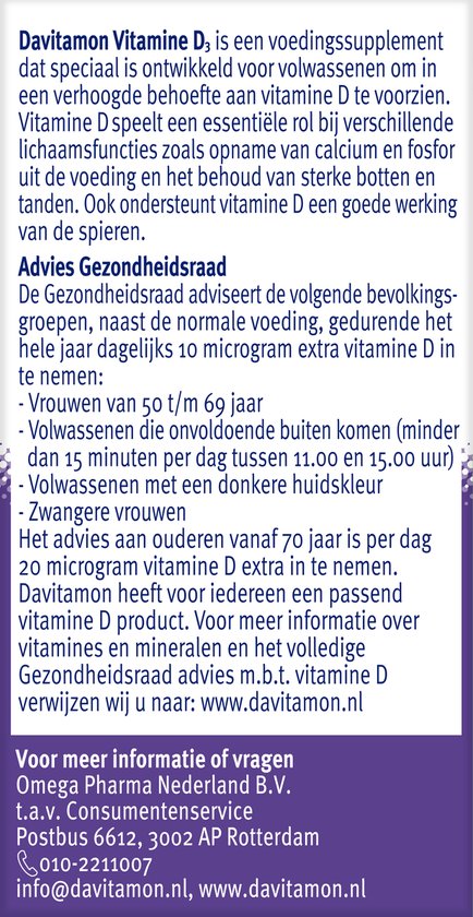 Davitamon Vitamine D Volwassen - vitamine D3 volwassenen - Smelttablet 150 stuks
