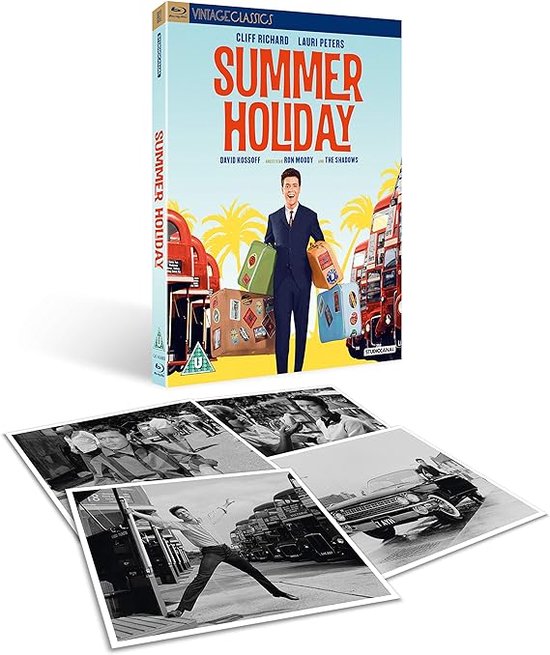 Blu-ray hoesje van Summer Holiday met Cliff Richard en 4 zwart-wit foto's.