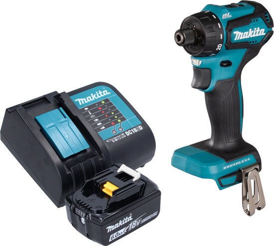 Makita DDF 083 SG1 accuboormachine 18 V 40 Nm 1/4'' borstelloos + 1x oplaadbare accu 6.0 Ah + lader