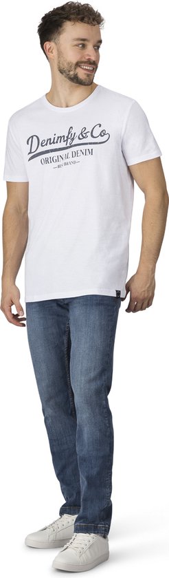 DENIMFY T-Shirt Homme DFNuri coupe régulière Wit M Col Rond Adultes