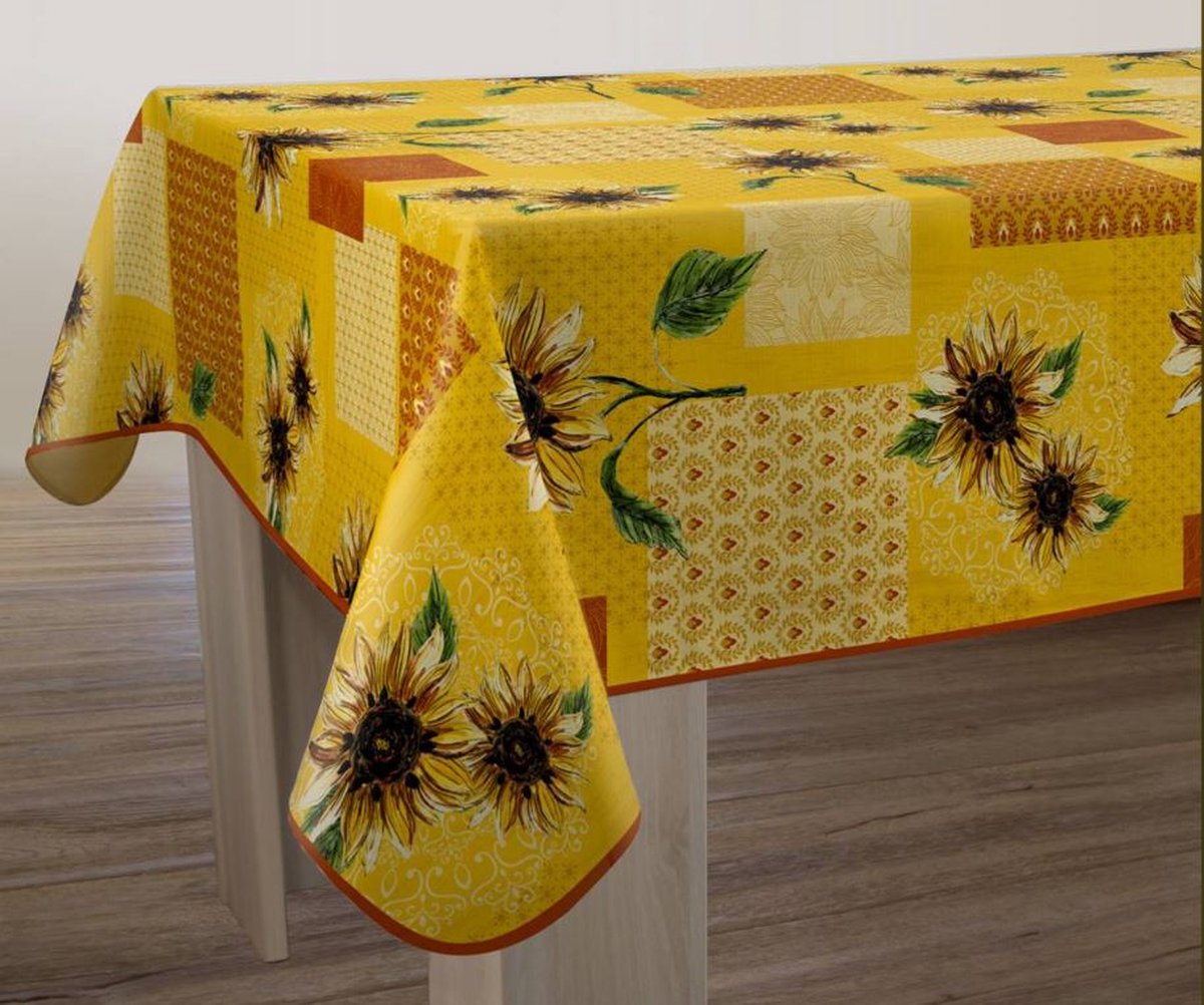Tafelkleed anti-vlek Plume jaune 350 x 150 cm Tafellaken - Decoratieve Tafel Accessoires - Woonkamer Decoratie - Bonne et Plus®