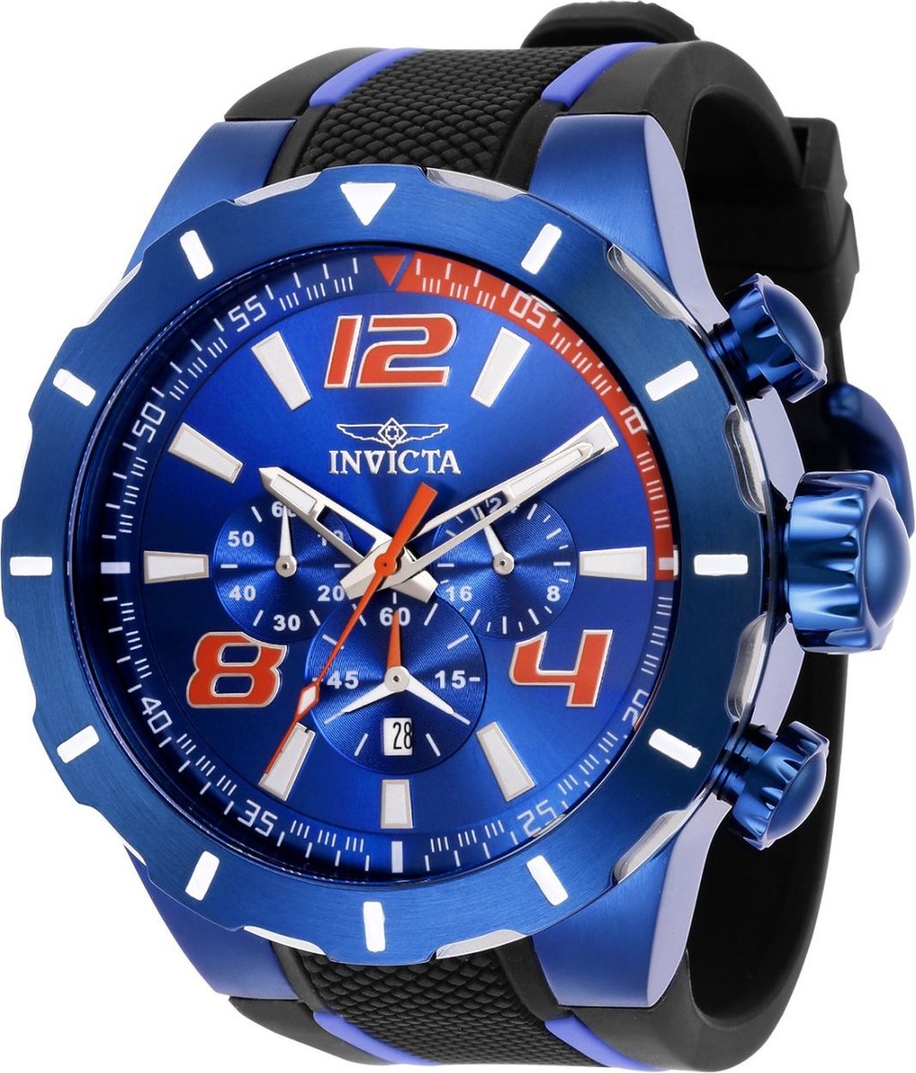 Invicta S1 Rally 35738 Heren Horloge - Waterdicht - Analoog - Quartz Uurwerk - Roestvrij Staal met blauwe Wijzerplaat - 53mm