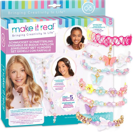 Make it Real - Juwelenset met Vlinders - Maak armbandjes, een choker en een haaraccessoire