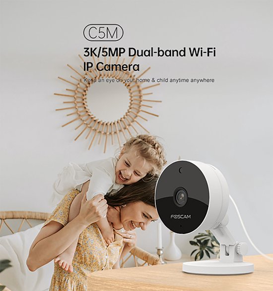 Foscam C5M Beveiligingscamera - 3K - 5MP - DualBand - WiFi - Binnencamera - Wit van Foscam — afbeelding 2