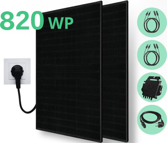 Foto: Ldy zonnepanelen met stekker zonnepanelen plat dak zonnepanelen compleet pakket binnen 3 jaar terugverdiend 820wp panelen 600w micro omvormer full black garantie plug play