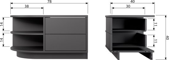 WOOOD Finca TV Meubel Rond Links - Zwart - 40x78x40