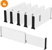 Séparateur de tiroir NovaWare - Organisateur de tiroir - Extensible/Réglable - Pour Cuisine / Chambre / Bureau / Vêtements - 4 Pièces - Plastique