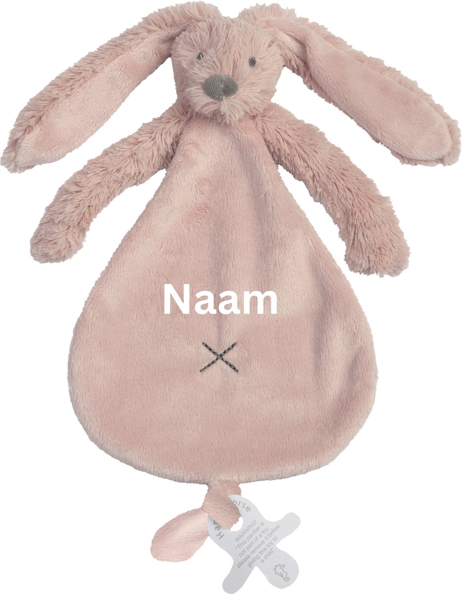 Happy Horse Rabbit Richie - Met Geborduurde Naam - Kleur Old Pink - Kraamcadeau