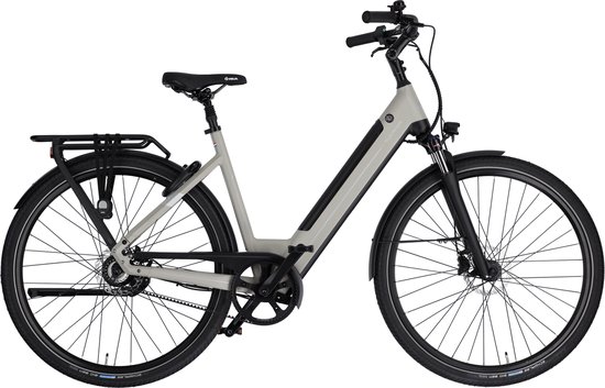 Foto: Rucanor urban plus elektrische fiets e bike 28 inch 53 cm achterwielmotor trapkrachtsensor hydraulische schijfremmen grijsbruin