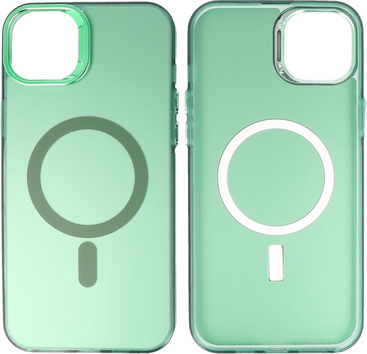 Magsafe Hoesje Geschikt voor iPhone 15 Plus - Magnetisch Smartphone Hoesje - Donker Groen