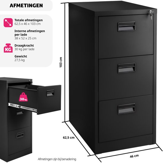 tectake® Metalen rolcontainer - Kantoormeubel voor bureau - Bureau-organizer met 6 laden - Ladekast 41x28x69 cm - Zwart tectake® Metalen rolcontainer - Kantoormeubel voor bureau - Bureau-organizer met 6 laden - Ladekast 41x28x69 cm - Zwart