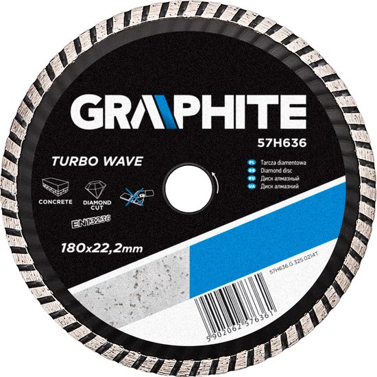 Foto: Graphite 57h636 diamantschijf 180x22x6 0x2 8mm turbo wave mpa en13236