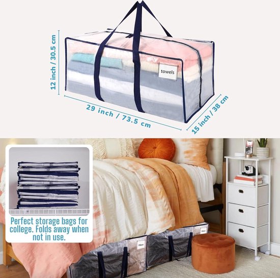 iespell Lot de 4 grands sacs de rangement pour vêtements de 110 L