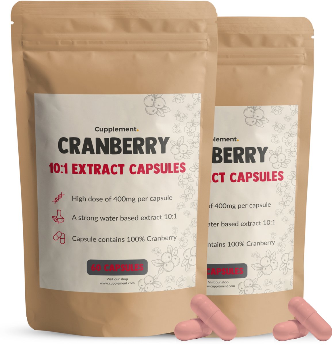 Goedkoopste Cupplement Cranberry 10 1 Extract 400MG 60 Vegan Capsules – Voor Blaas & Urinewegen – Geen Sap, D-Mannose of Poeder – Laboratoriumgetest – Past Door Brievenbus – Geschikt voor Mens, Kind & Hond – Cranberries Cramberry – Superfood Supplement 
