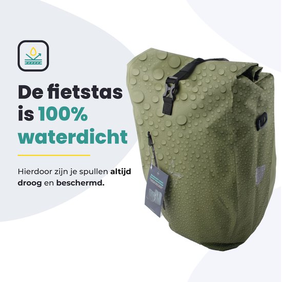 Voltano Luxe Fietstas 28L - Enkele Pakaftas - Mos Groen - 100% Waterdicht - Met Schouderband van Voltano — afbeelding 2