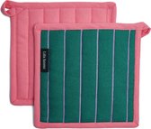 Pannenlappen - 2 stuks - Vivid - Groen - Paars - Roze - 20 x 20 cm - Biologisch Katoen