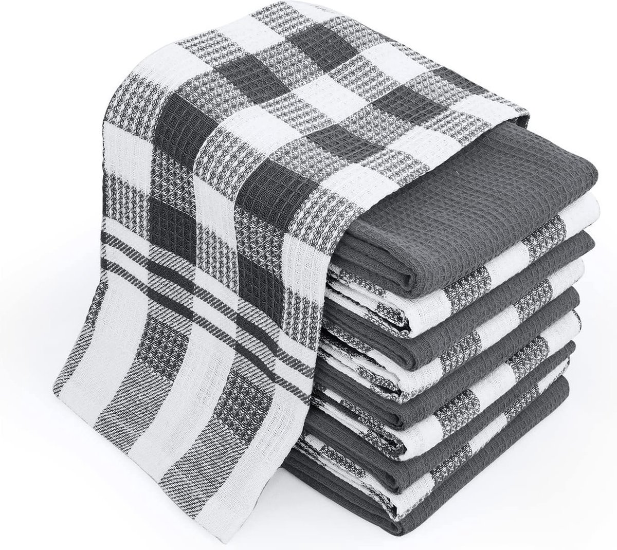 Keukendoeken, 100% katoen, duurzame en super absorberende katoenen doeken, 10 stuks, keukenhanddoeken, machinewasbaar, 38 x 60 cm (grijs) (grijs, 10 stuks)