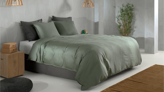 Zohome Dekbedovertrek Satinado - Effen Bedlinnen - 260x220 - Groen - Dekbedhoes van 100% Katoen-Satijn van Merkloos — afbeelding 5