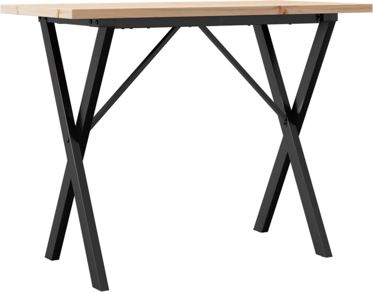 vidaXL Eettafel - X-frame - 100x50x75,5 - cm - massief - grenenhout - en - staal Bruin