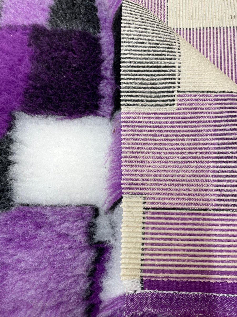 Chikko Quality - Antislip Vetbed - Patchwork Paars Wit Grijs