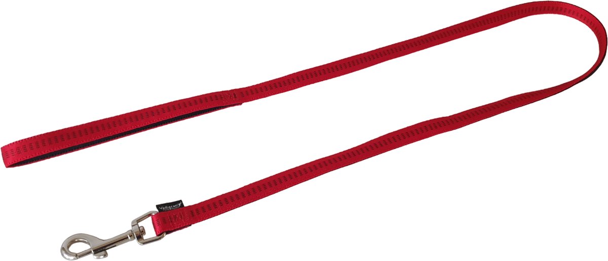VADIGRAN Soft Grip Hondenlijn - Nylon - Gevoerd - Rood - M - Breedte: 1,5 cm - Lengte: 120 cm
