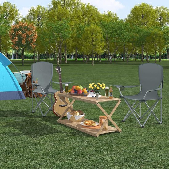 AMHANCIBLE Campingstoel, opvouwbaar, 2-delige set, visstoel, inklapbaar AMHANCIBLE Campingstoel, opvouwbaar, 2-delige set, visstoel, inklapbaar