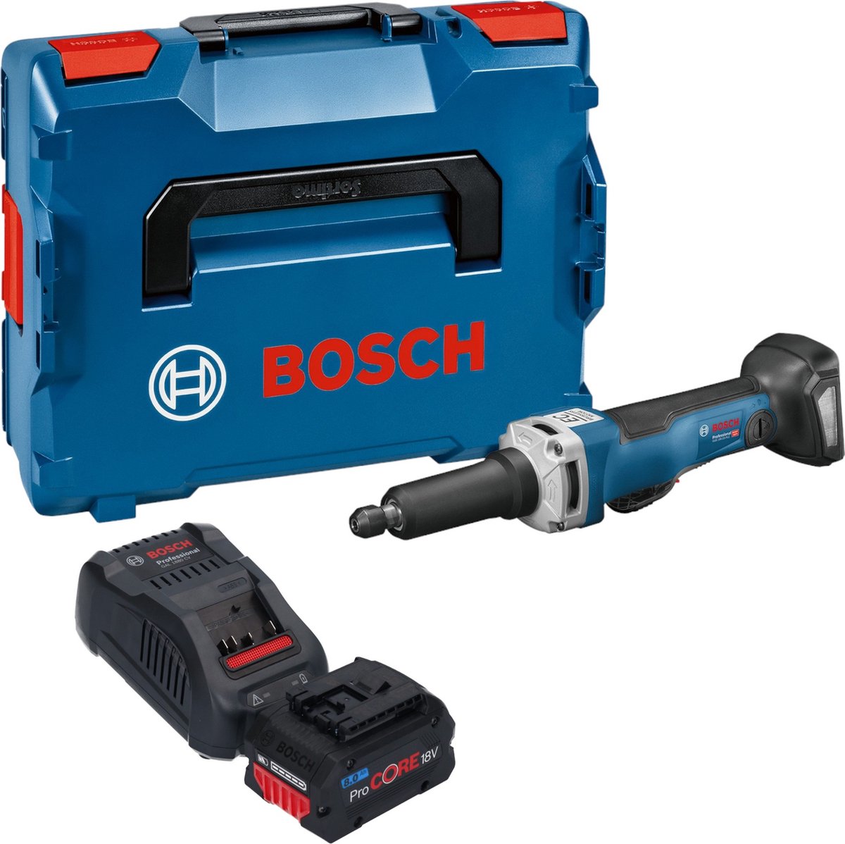Bosch GGS 18V-23 PLC Professionele rechte accuslijpmachine 18 V borstelloos + 1x ProCore accu 8.0 Ah + lader + L-Boxx