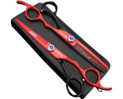 Paarse 6 inch linkerhand kapper schaar - haar knippen en verdunnen gereedschap met Japanse hoge hardheid 440c (2 stuks-E)
