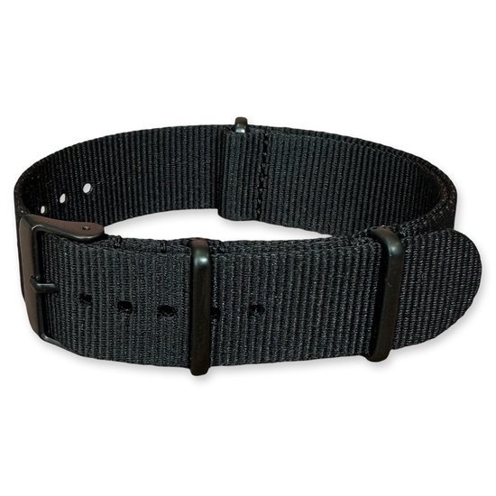 Bracelet de montre NATO G10, bracelet en nylon militaire - Original NATOS.com® - Boucle noire Zwart 18 mm