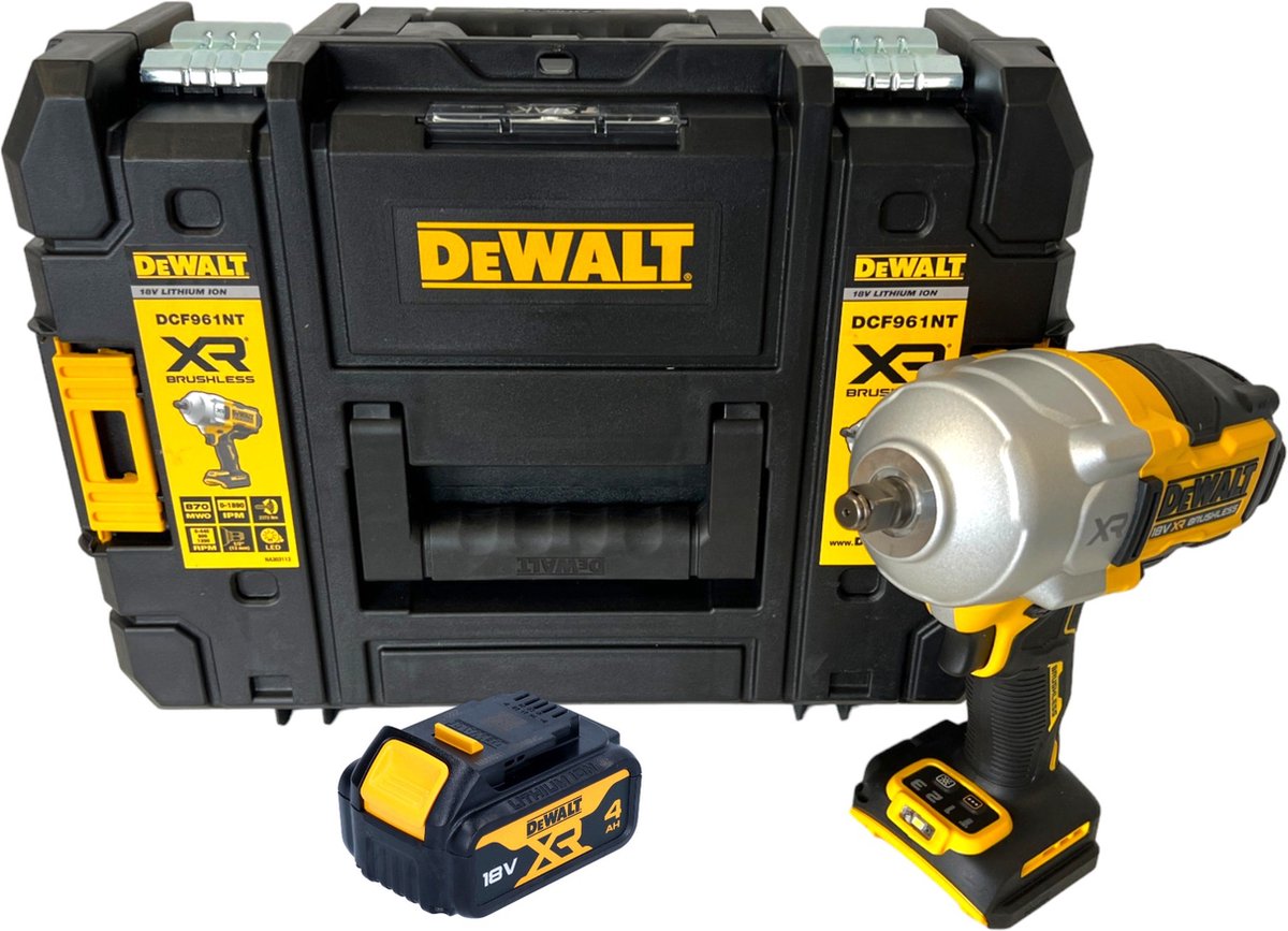 DeWalt DCF 961 NT accu-slagmoersleutel 18 V 1632 Nm 1/2" borstelloos + 1x accu 4,0 Ah + TSTAK - zonder oplader