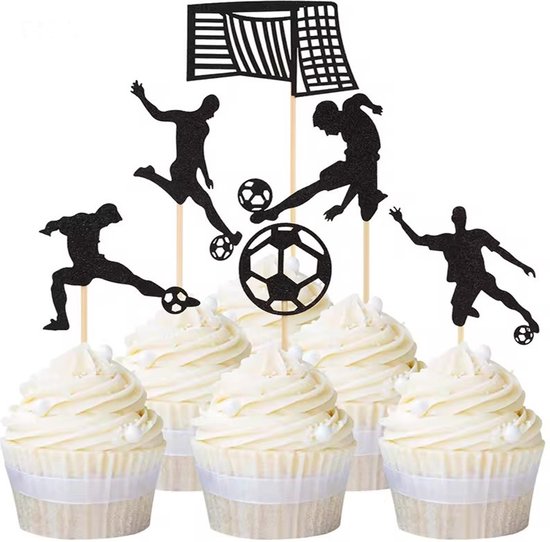 Voetbal taart of cupcake decoratie set - voetbal - taart - topper - EK - WK - sport - verjaardag