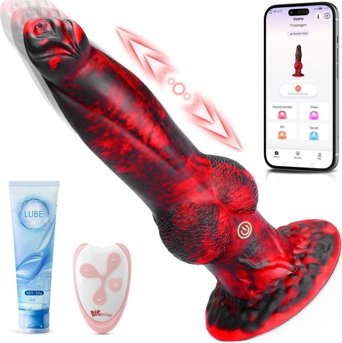 Goedkoopste Fantasy dildo - Dragon Dildo - Animal Dildo - Dildo XXXXL Extreme - Grote Dildo's XXL - Dildo Anaal Groot - Big Dildo - met App – Sterke Zuiglap - Waterdicht