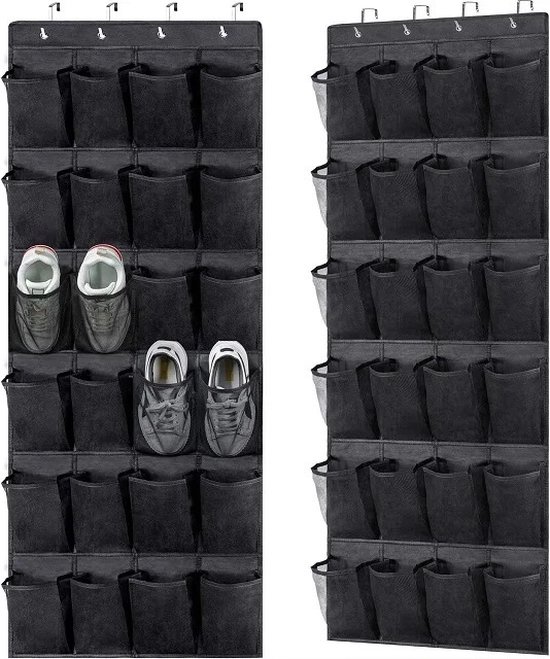 Foto: Consumerce schoenenzak hangend 24 vakken zwart schoenenrek schoenenbank schoenen rek deur wand muur deurhanger schoenrek schoenkast schoenenkast sneaker box kast schoen organizer opbergsysteem schoenenbox