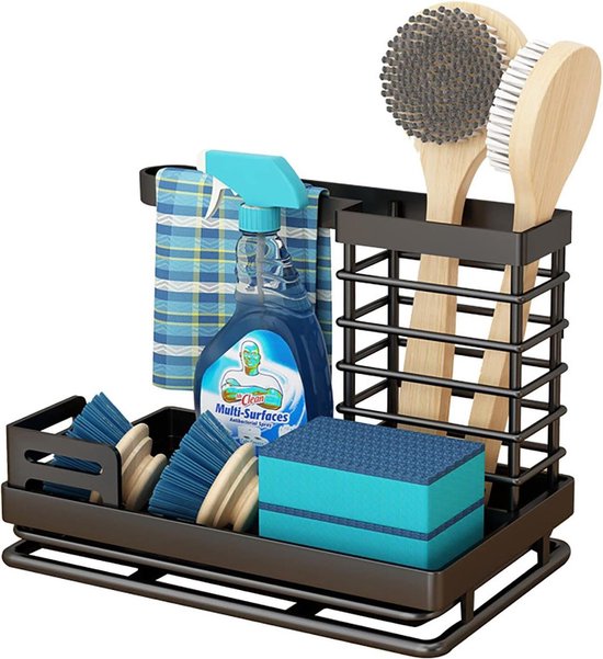 BFDYY Sponshouder Over Kraan Aanrecht Caddy Organizer, RVS Afneembare Opknoping Kraan Afvoerrek voor Badkamer, Schrobbers, Zeep, Chroom